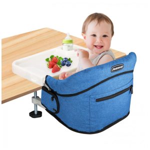Cadeira de Alimentação Portátil com Encaixe em Mesa e Bandeja Jozzve Azul