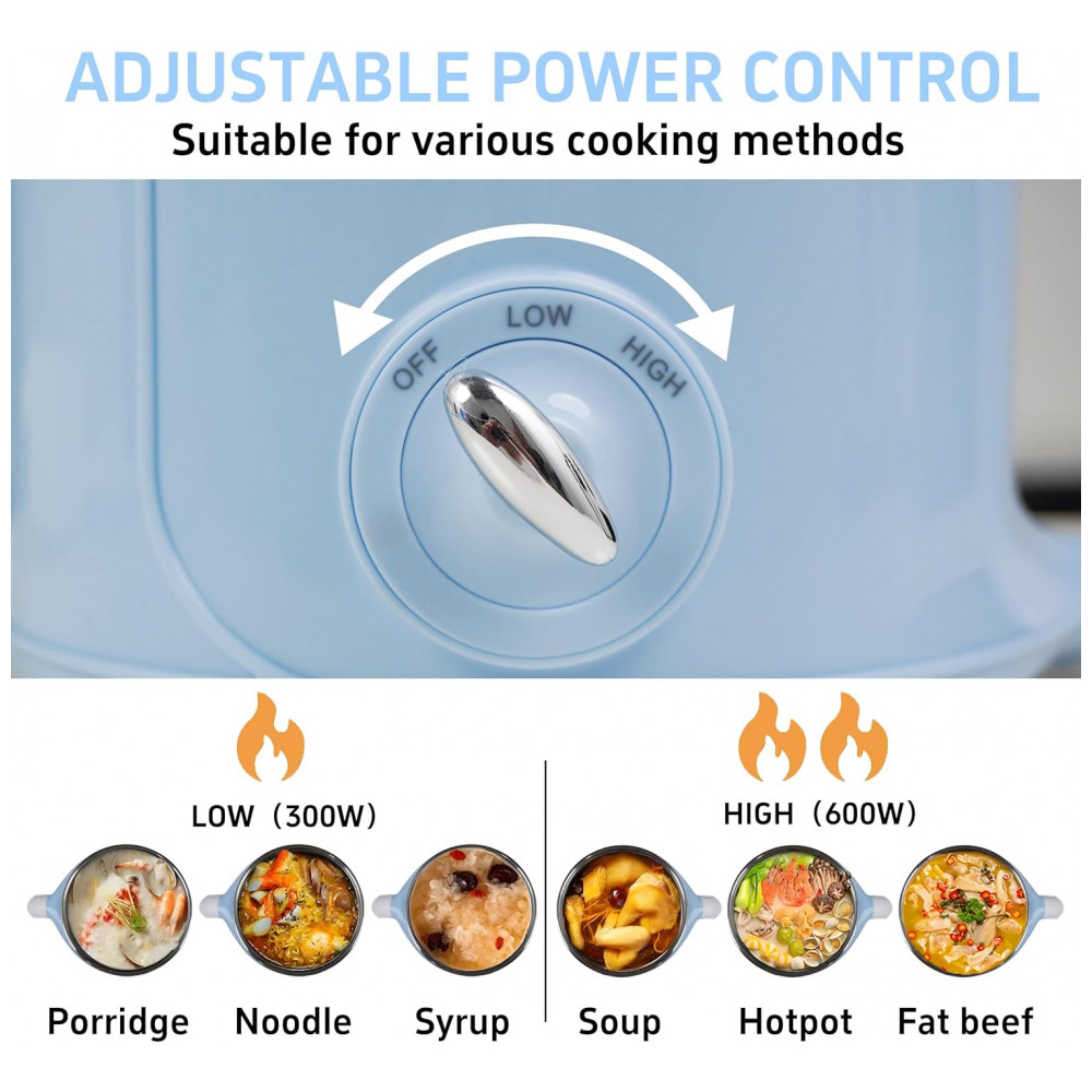 Ksalinameslon Hot Pot Elétrico Portátil 2L com Vaporizador - Cozinhe Ramen Shabu Shabu e Mais - Imagem 2