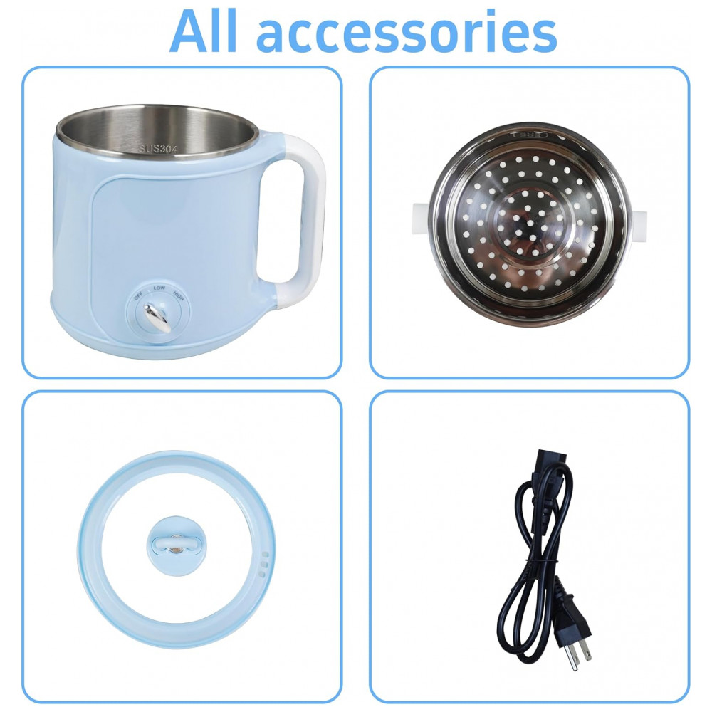 Ksalinameslon Hot Pot Elétrico Portátil 2L com Vaporizador - Cozinhe Ramen Shabu Shabu e Mais - Imagem 5