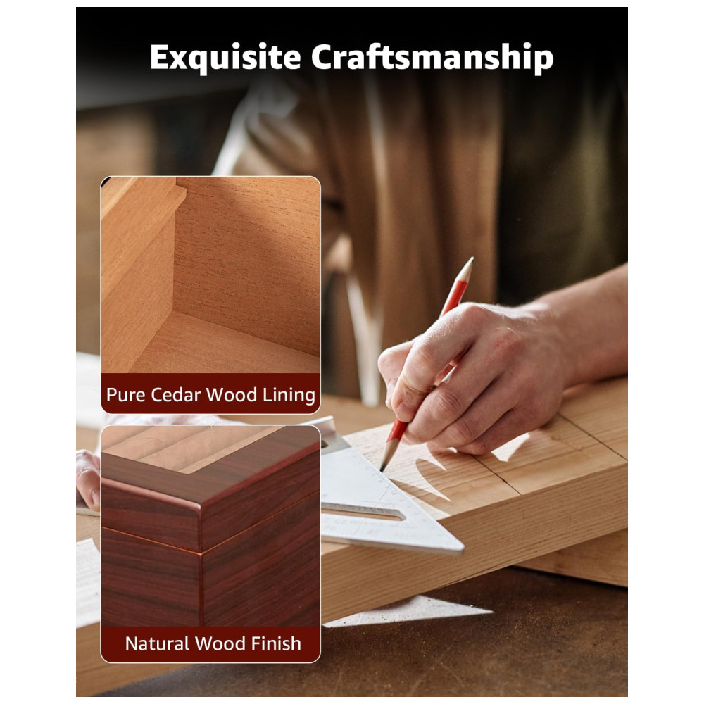 Umidor de Charutos Flauno com Capacidade para 70 Charutos Trava Circulação de Ar Cedro Espanhol Higrômetro Digital e Gaveta - Imagem 8