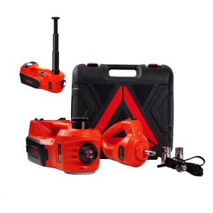 Macaco Hidráulico Elétrico ROGTZ 5 Toneladas 12V Portátil Alcance de Elevação 45 Centímetros com Chave de Impacto e Bomba Infladora de Pneus para Repa