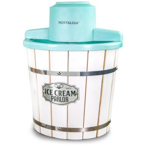 Máquina de Sorvete Elétrica Nostalgia com Balde de Madeira Estilo Parlor Máquina de Sorvete Macio Antiga que Faz Frozen Yogurt ou Gelato em Minutos