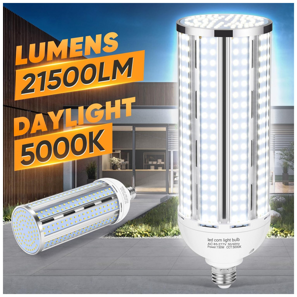 Conjunto de 4 Lâmpadas de LED de Milho 150W, Design sem Ventoinha 5000K Luz do Dia Equivalente a 1500 Watts Base Mogul Grande E26E39 XYCN - Imagem 2