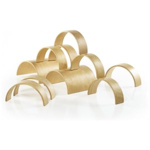 Conjunto de arcos e túneis em madeira Guidecraft com 10 blocos educativos