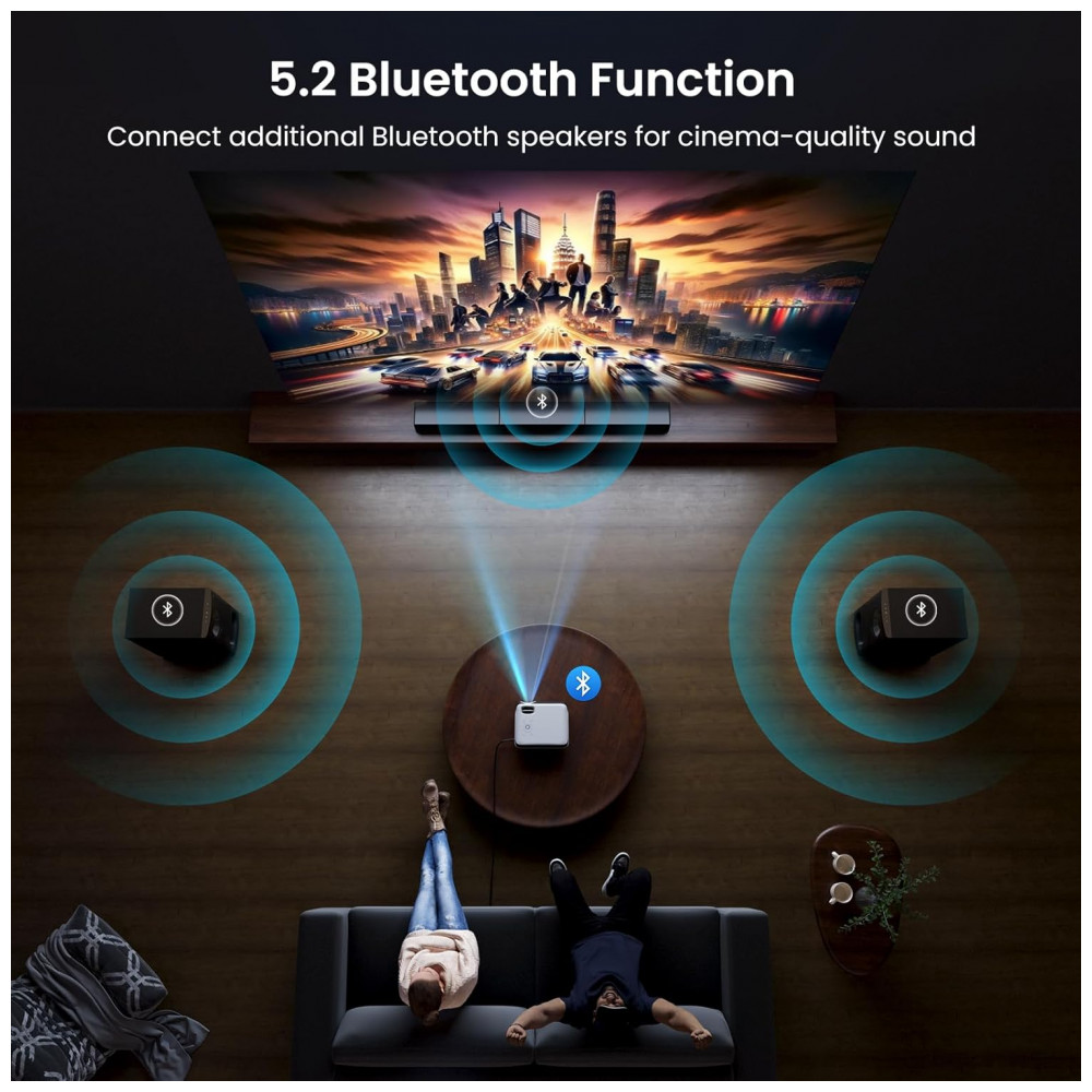 Projetor Inteligente Oficialmente Licenciado Google TV, HAPPRUN 4K UHD para Cinema em Casa com Som Dolby, WiFi Bluetooth, Aplicativos de Streaming - Imagem 6