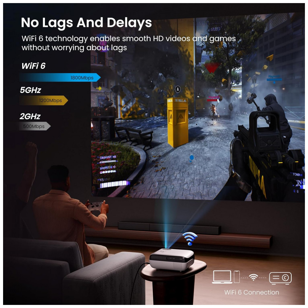 Projetor Inteligente Oficialmente Licenciado Google TV, HAPPRUN 4K UHD para Cinema em Casa com Som Dolby, WiFi Bluetooth, Aplicativos de Streaming - Imagem 7