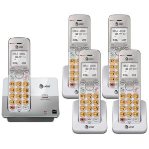 Telefone Residencial Sem Fio AT&T DECT 6.0 com Display LCD e Viva-Voz no Aparelho - 5 Ramais EL51503