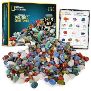 Pedras Polidas Premium 15 lb Gemas 3/4 Polegada Kit Educativo STEM Artes e Artesanato National Geographic