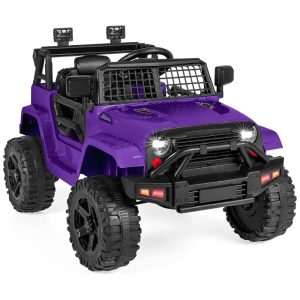 Caminhão Elétrico Infantil 12V da Best Choice Products com Controle Remoto dos Pais Suspensão a Molas Luzes de LED Porta AUX - Roxo