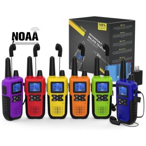 Rádio Comunicador Walkie Talkie Topsung Longo Alcance Recarregáveis para Adultos 6 Unidades Fone de Ouvido Mic Carregador USB Bateria