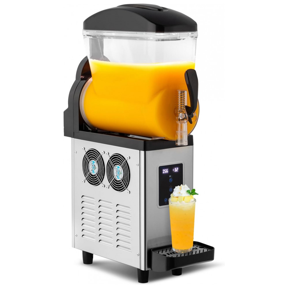 Máquina de Raspadinha Comercial ROVSUN 4 Galões Compressor 430W Controle Digital Tanque de Aço Inox e PC 110V - Preta