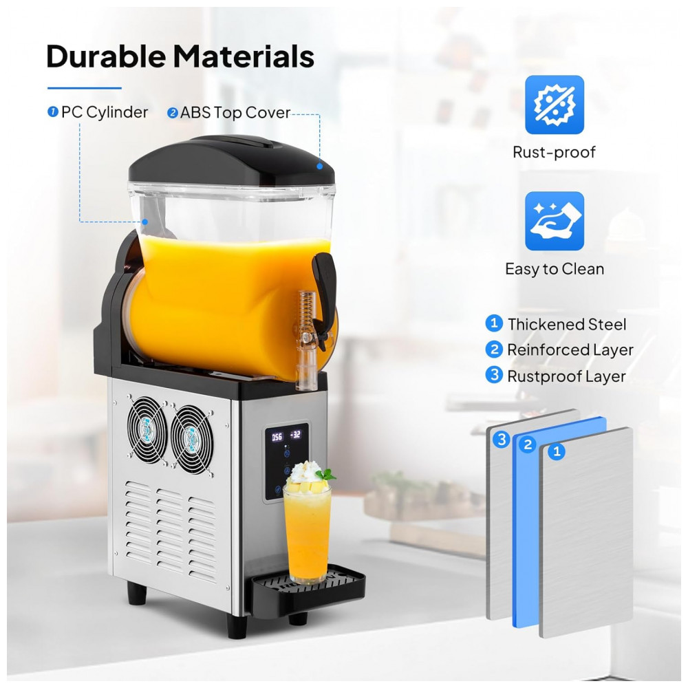 Máquina de Raspadinha Comercial ROVSUN 4 Galões Compressor 430W Controle Digital Tanque de Aço Inox e PC 110V - Preta - Imagem 2