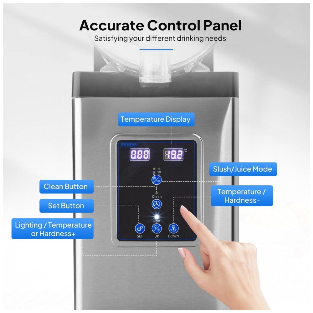 Máquina de Raspadinha Comercial ROVSUN 4 Galões Compressor 430W Controle Digital Tanque de Aço Inox e PC 110V - Preta - Imagem 3