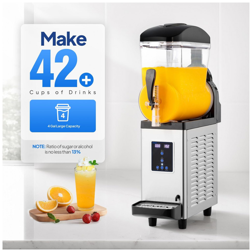 Máquina de Raspadinha Comercial ROVSUN 4 Galões Compressor 430W Controle Digital Tanque de Aço Inox e PC 110V - Preta - Imagem 5