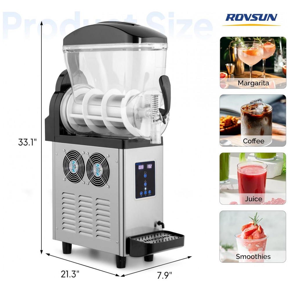 Máquina de Raspadinha Comercial ROVSUN 4 Galões Compressor 430W Controle Digital Tanque de Aço Inox e PC 110V - Preta - Imagem 8