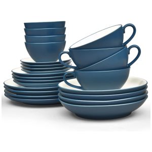 Aparelho de Jantar para Todas as Ocasiões com 24 Peças Formato Redondo e Material de Cerâmica Noritake Azul
