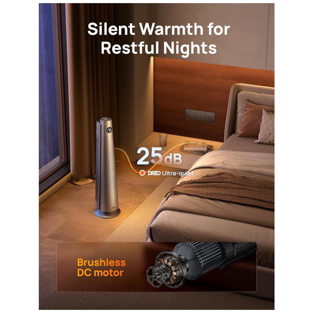 Aquecedor Elétrico Dreo Space Heater Indoor de 76 cm Oscilação de 120° Termostato Ajustável 5 Níveis de Calor 3 Níveis de Ventilação 8 Proteções. - Imagem 2