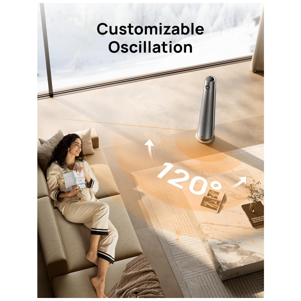 Aquecedor Elétrico Dreo Space Heater Indoor de 76 cm Oscilação de 120° Termostato Ajustável 5 Níveis de Calor 3 Níveis de Ventilação 8 Proteções. - Imagem 6