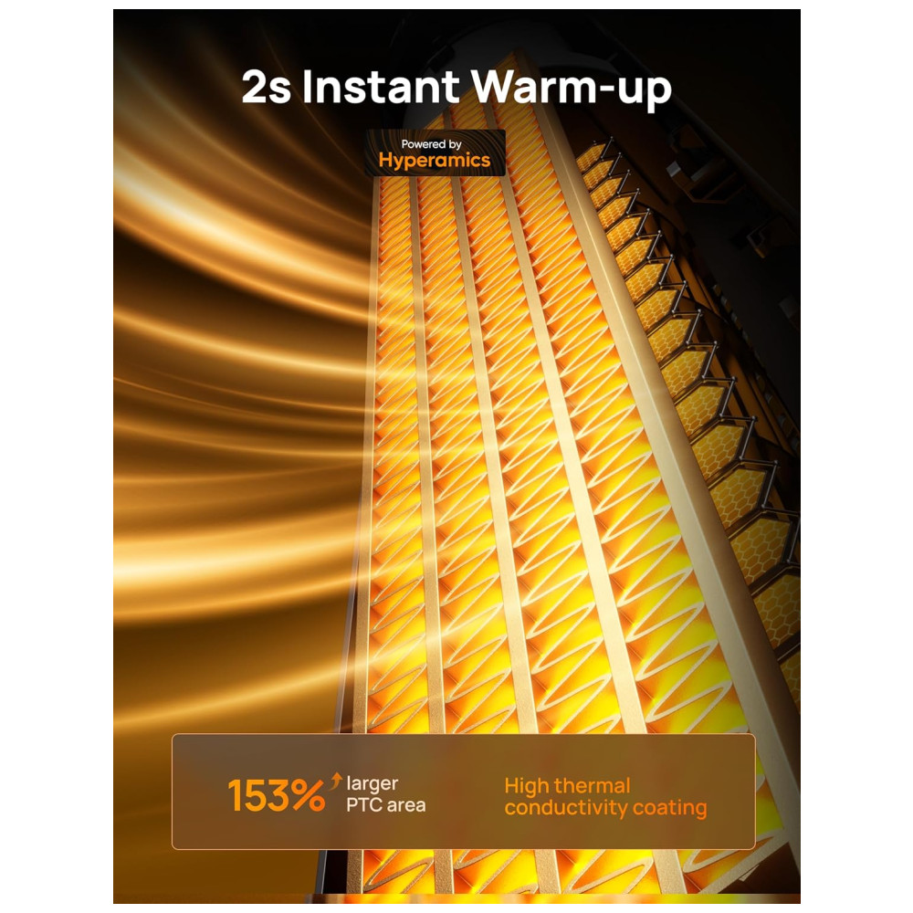 Aquecedor Elétrico Dreo Space Heater Indoor de 76 cm Oscilação de 120° Termostato Ajustável 5 Níveis de Calor 3 Níveis de Ventilação 8 Proteções. - Imagem 7