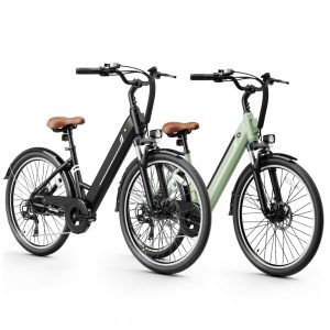 Bicicleta Elétrica Jasion YC1 ST Preto e Verde 1200W Motor Brushless Bateria Interna Removível 360Wh Pneus 66cm 7 Marchas Suspensão Dianteira 110V