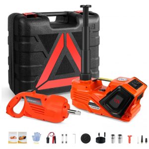 Kit de Macaco Elétrico ZS ZAISHANG 5 Toneladas com Alcance de Elevação de 155 a 45 cm e Chave de Impacto Inflador de Pneus para Troca de Pneus de SUV