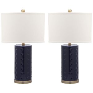 Abajur Luminária de Mesa em Cerâmica Estilo Moderno com 66 cm de Altura para Quarto Sala de Estar e Escritório 2 Un 110V 100W Safavieh Laranja