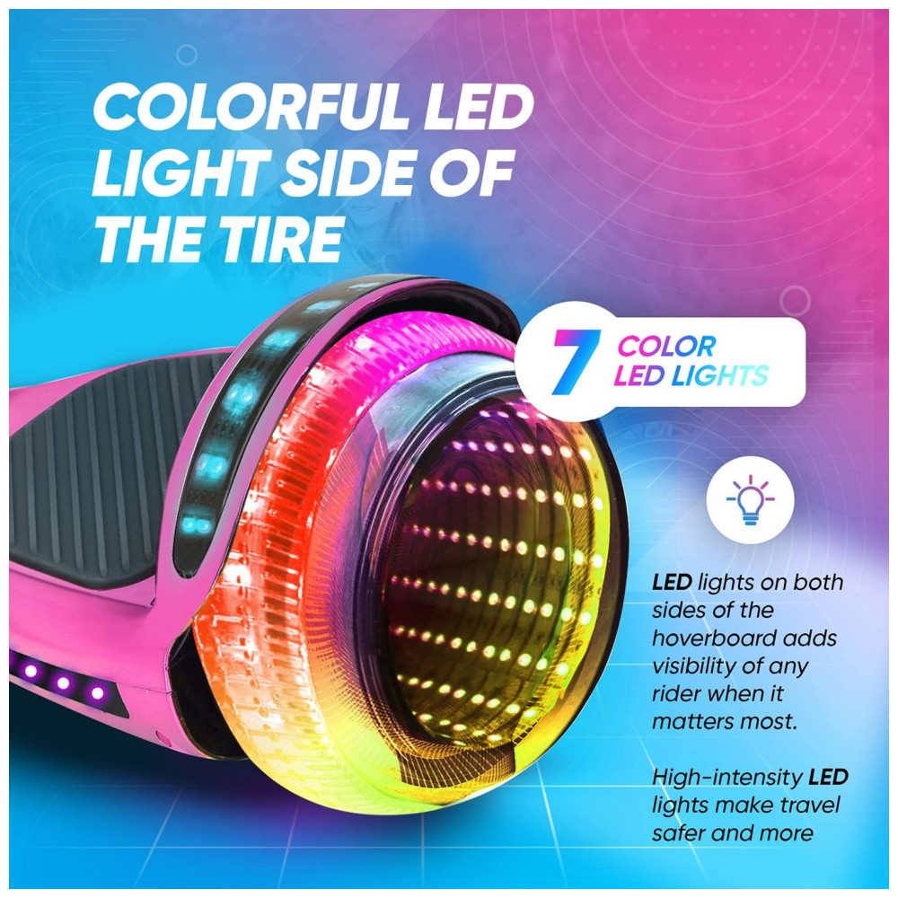 Hoverboard Emaxusa Rosa de 6,5 Polegadas para Crianças com Bluetooth, Rodas LED Estilo Túnel e Superfície Antiderrapante - Imagem 4