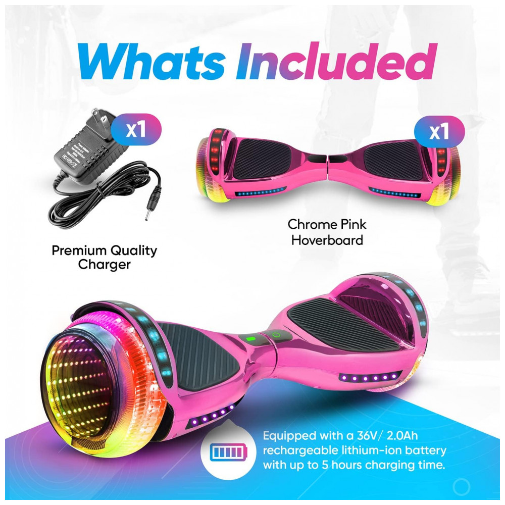Hoverboard Emaxusa Rosa de 6,5 Polegadas para Crianças com Bluetooth, Rodas LED Estilo Túnel e Superfície Antiderrapante - Imagem 6