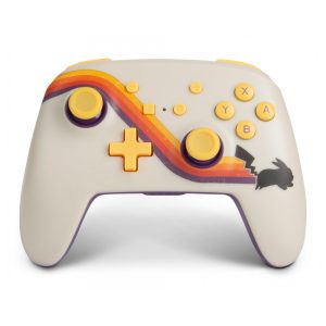Controle sem fio PowerA Enhanced Wireless para Nintendo Switch Pokémon Pikachu Retro branco com bateria recarregável e botões avançados
