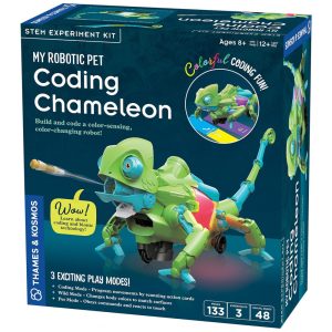 Thames & Kosmos My Robotic Pet Coding Chameleon - Kit de Experimentos STEM para Construção de Robô que Detecta Cores para Meninos e Meninas