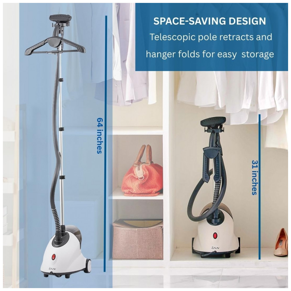 PassadeiraSteamer e Vaporizador SALAV GS18 FullSize 1500W Reservatório de Água de 18L Vapor para Roupas por 60 Minutos - Imagem 4