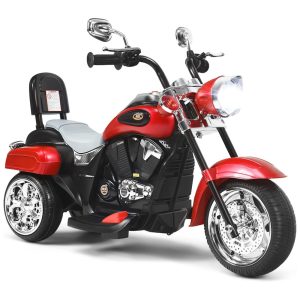 Moto Elétrica Infantil a Bateria 6V com Sons e Luzes Idade Rec 3 a 6 Anos OLAKIDS Vermelha