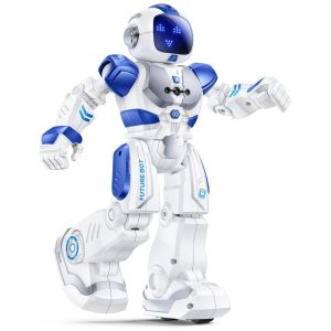 Robô Programável Inteligente Ruko 6088 com Controle Remoto e Detecção de Gestos para Crianças Acima de 3 Anos Branco e Azul