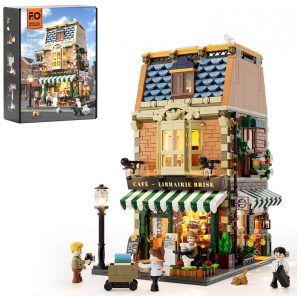 FUNWHOLE Conjunto de Blocos de Construção Luz LED Café na Cidade 1718 Peças para Adultos e Adolescentes