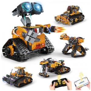Kit Educativo Preto e Laranja – SliBoeyX 5‑em‑1 STEM Robot Building Kit com 673 Peças Controle Remoto & App para Crianças