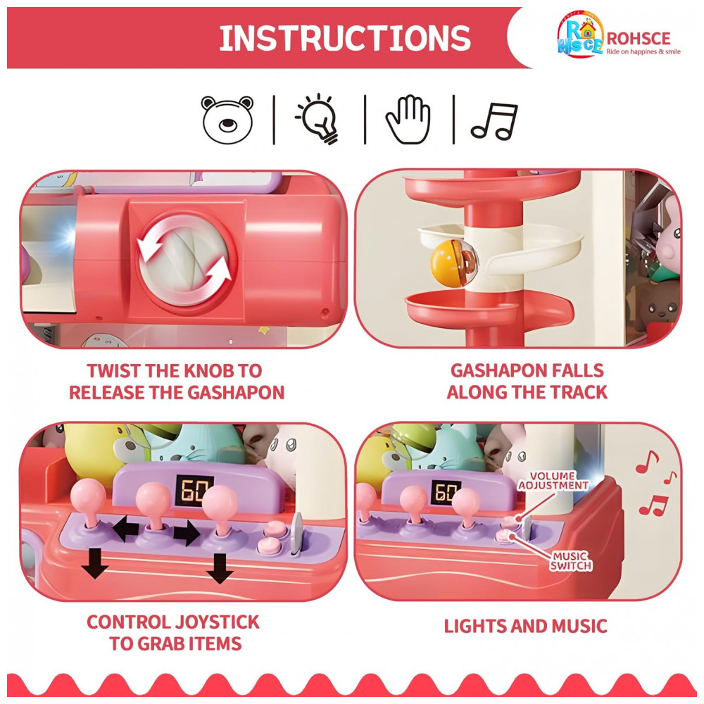 Máquina de Garra ROHSCE Azul, Brinquedo Arcade Infantil com Luzes e Sons, Vending de Doces para Crianças de 6 a 12 Anos - Imagem 3