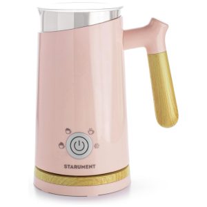Espumador de Leite Elétrico 300mL com 4 Modos 110V Starument Rosa