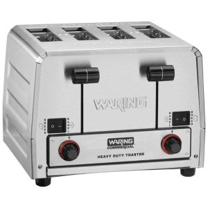 Torradeira Elétrica em Aço Inoxidável de 4 Fatias com Plugue de 6 a 20 Fases 208V 2800W Waring WCT805 Prata