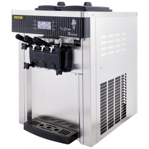 Máquina de Sorvete Hard Serve Comercial VEVOR Prata Cilindro 6L Alta Produção 18L/h 1780W Modelo BQL-128YH