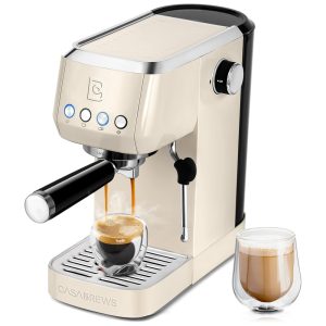 Máquina de Café Expresso Profissional 20 Bar com Vaporizador de Leite e Tanque de Água Removível de 14L 110V 1350W CASABREWS Creme