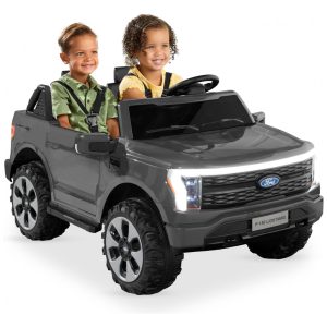 Carro Elétrico Infantil Licenciado Best Choice Products Ford F-150 Lightning 24V Cinza 2 Lugares com Controle Remoto e Bluetooth Capacidade de 60 kg