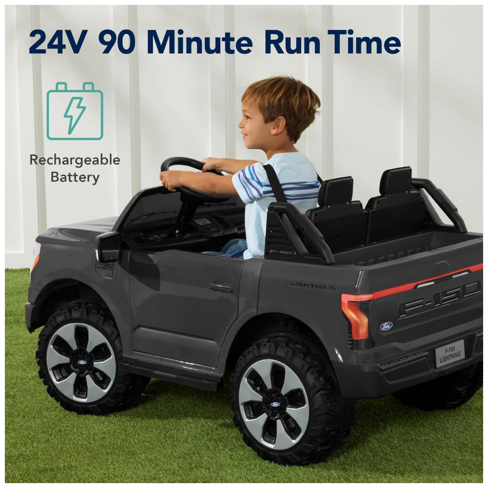 Carro Elétrico Infantil Licenciado Best Choice Products Ford F-150 Lightning 24V Cinza, 2 Lugares, com Controle Remoto e Bluetooth, Capacidade de 60 kg - Imagem 6
