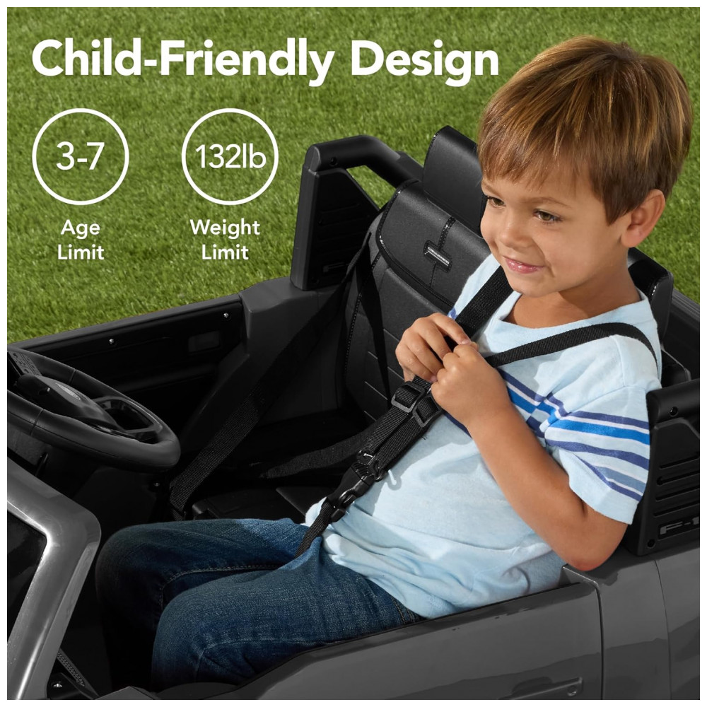 Carro Elétrico Infantil Licenciado Best Choice Products Ford F-150 Lightning 24V Cinza, 2 Lugares, com Controle Remoto e Bluetooth, Capacidade de 60 kg - Imagem 7