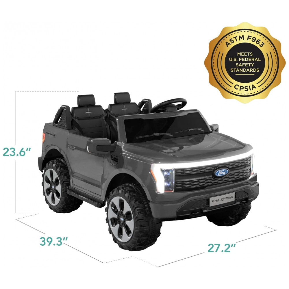 Carro Elétrico Infantil Licenciado Best Choice Products Ford F-150 Lightning 24V Cinza, 2 Lugares, com Controle Remoto e Bluetooth, Capacidade de 60 kg - Imagem 9