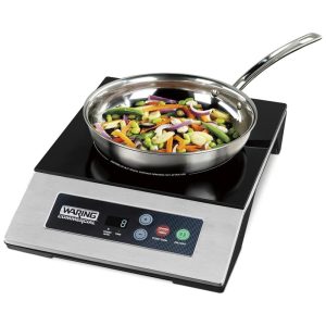 Cooktop Elétrico de Indução Profissional com 10 Configurações de Potência e Superfície de Vidro Temperado Durável 110V 1800W Waring WIH200 Preto e Prata