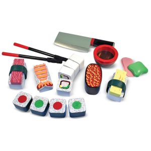Kit de Sushi de Madeira para Brincar de Cozinha com 24 Peças para Crianças Acima de 3 Anos Melissa & Doug