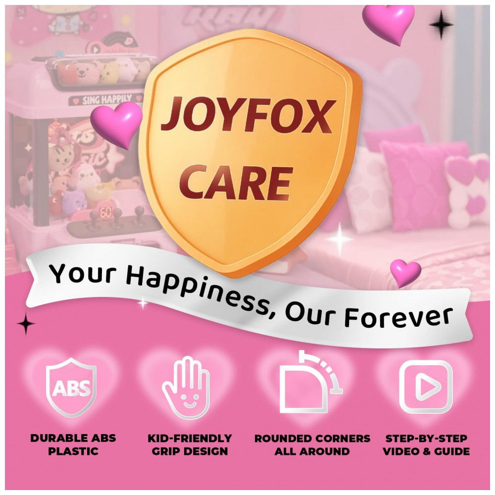 Máquina de Garra Rosa JoyfoxToy – Mini Arcade Infantil com Controle Remoto, 10 Pelúcias, 10 Cápsulas e Moedas - Imagem 7