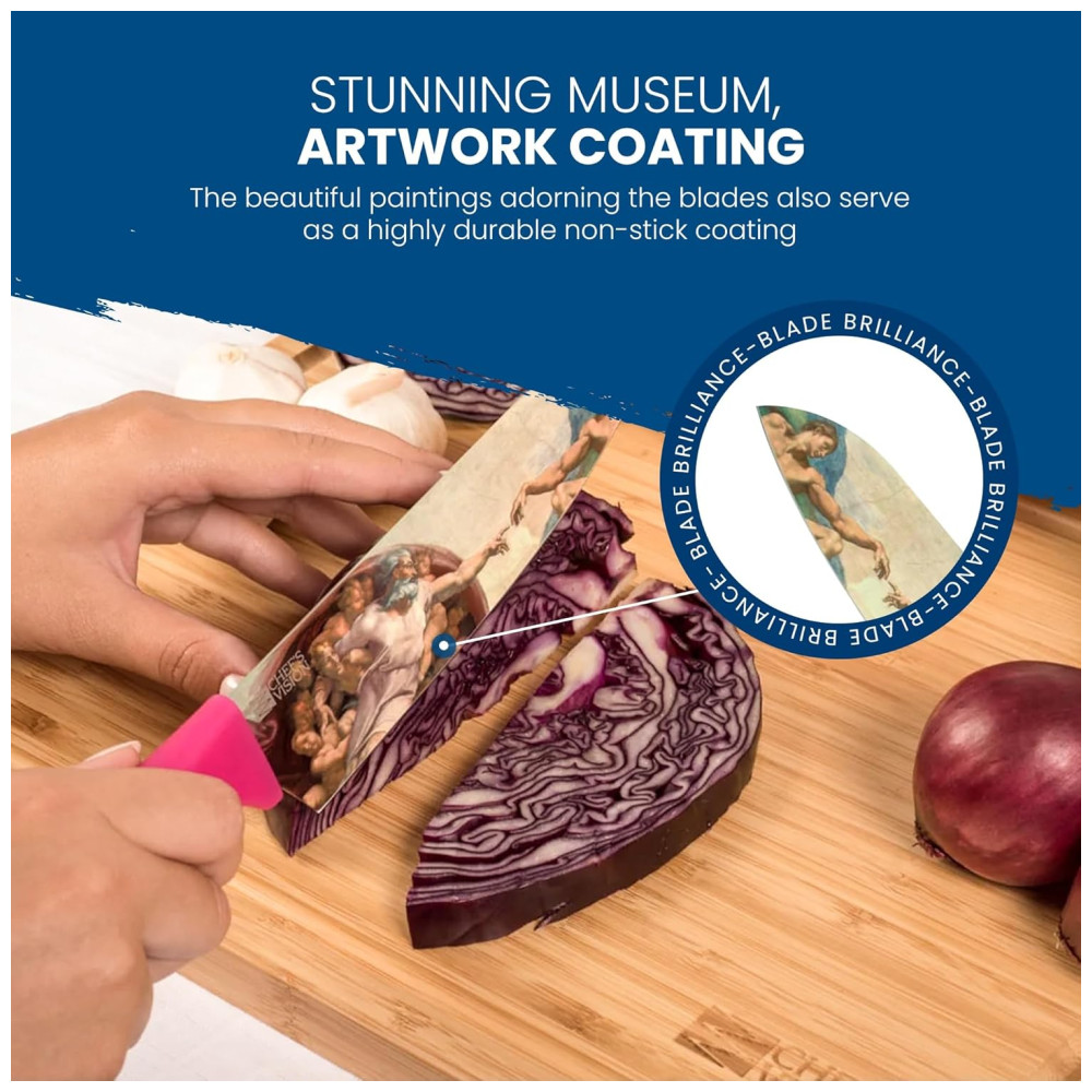 Conjunto de Facas em Aço Inoxidável com Bloco de Bancada 6 Peças Colorido CHEFS VISION Azul - Imagem 2