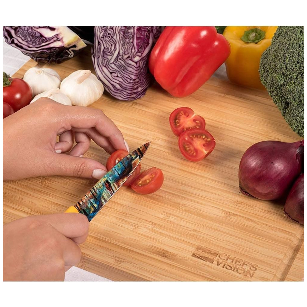 Conjunto de Facas em Aço Inoxidável com Bloco de Bancada 6 Peças Colorido CHEFS VISION Azul - Imagem 7