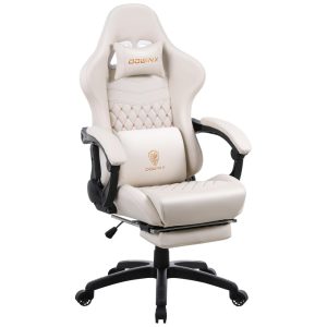 Dowinx Vinatge Cadeira de Escritório Gamer Giratório e Reclinável Branca